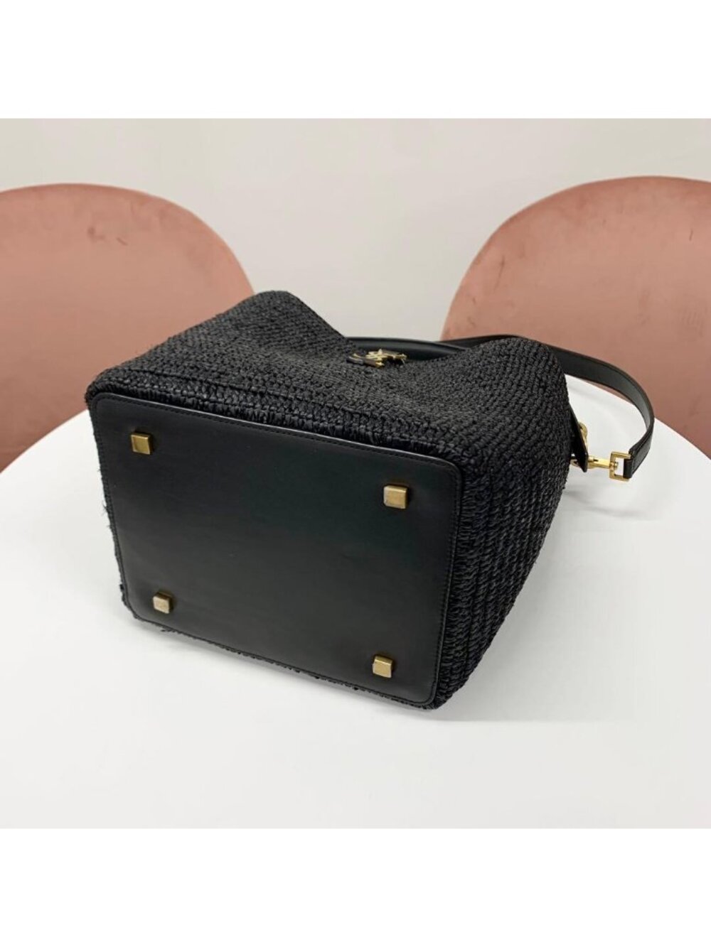 ★SOLD★ Saint Laurent Raffia YSL Logo Bucket - Picture 4 of 10